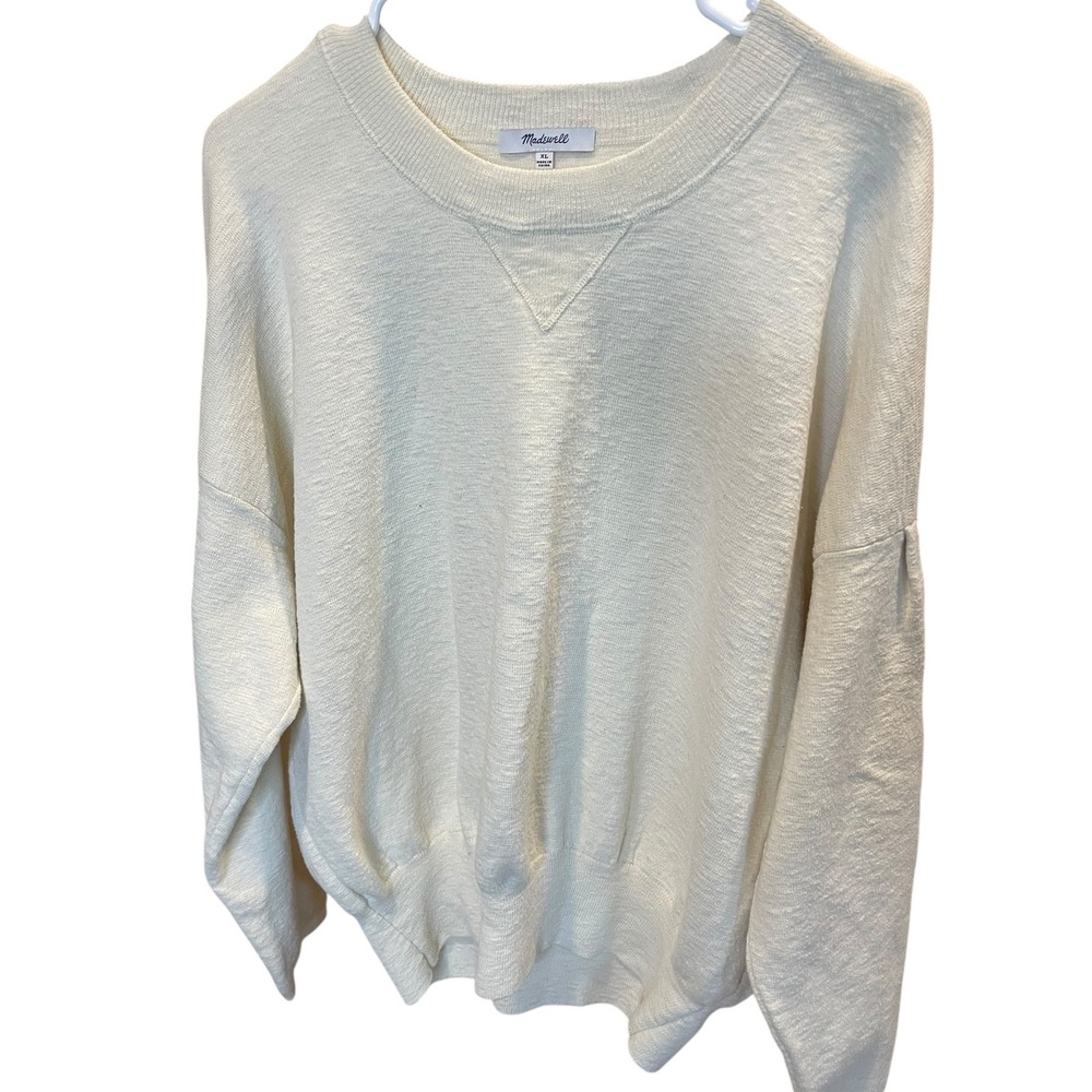 Madewell XL Cream Textured Knit Pullover Long Sleeve Sweatshirt Top